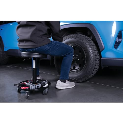 W85008 Pneumatic Rolling Shop Stool Seat Black