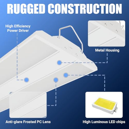 4-Pack 300W/240W/200W LED Linear Shop Lights, 0-10V Dimmable 5000K