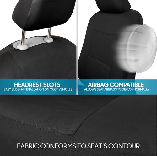 PolyPro Black Car Seat Covers Full Set with Matching Carpet Floor Mats
