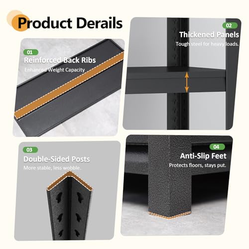 63H Metal Kitchen Storage Shelves (5 Count)