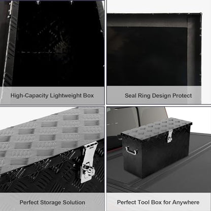 24 Inch Aluminum Tool Box 5 Bar Tread ToolBox for Truck Bed Car Outdoor