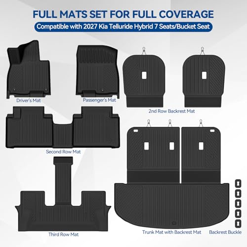 Custom Fit Floor Mats for 2027 Kia Telluride Hybrid 7 Seats