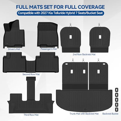 Custom Fit Floor Mats for 2027 Kia Telluride Hybrid 7 Seats