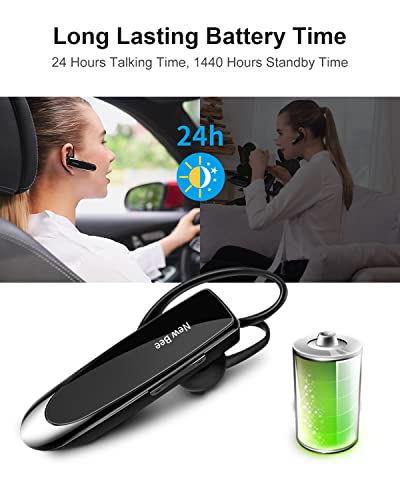 2 Pack] Bluetooth Earpiece Wireless Handsfree Headset V5.0 24 Hrs Driving (2 Count)