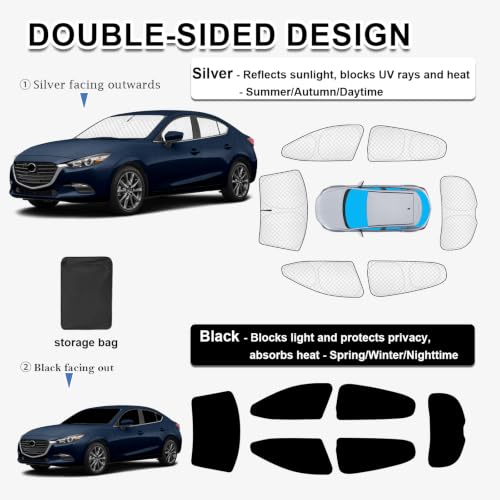 6pcs Thicken Sun Shades for Mazda 3 Hatchback