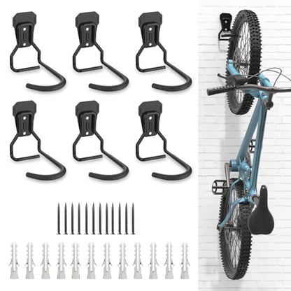 Bike Wall Mount with Fixed Hook (6 Count)