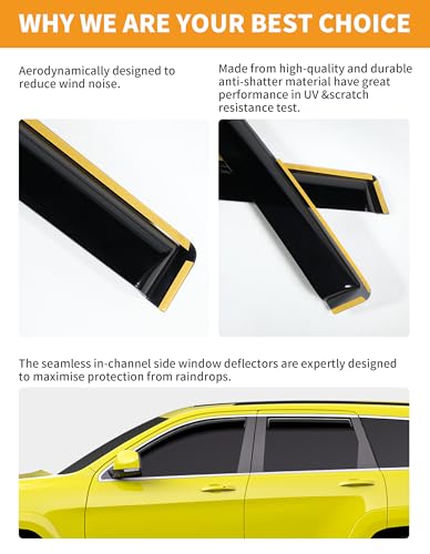 Window Visors Rain Guards for Jeep Grand Cherokee (4 Count)