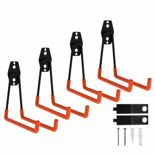Garage Hooks 4 Pack Large Square Wall Hooks for Hanging Heavy Duty Ladders (4 Count)