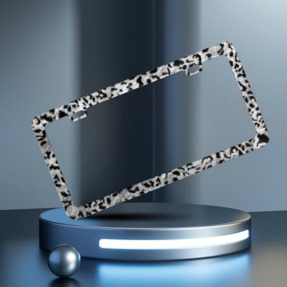 Grey Black Leopard Print License Plate Frame Cheetah License Plate Frames