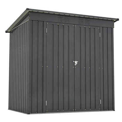 6x4 FT Outdoor Metal Storage Shed with Lockable Door & Floor Frame