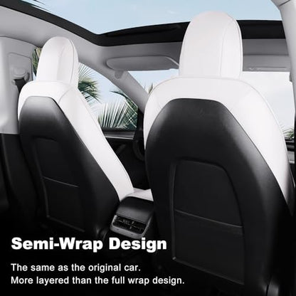 Tesla Model 3 Car Seat Covers Nappa Leather Car Interior Seat Airbag Compatible Cushion Cover Full Set Custom Fit 2023 2022 2021 2020 2019 2018
