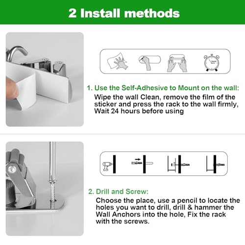 3 Racks and 4 Hooks Mop and Broom Holder Wall Mount