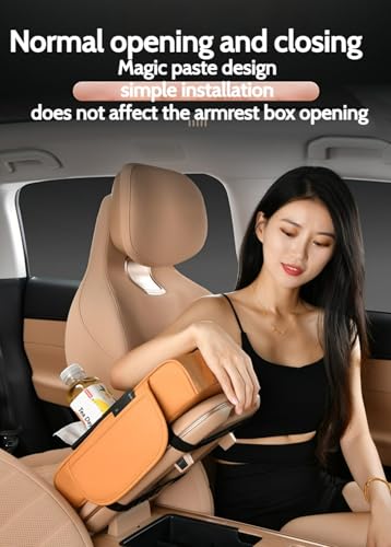 Center Console Cover Booster Multifunctional Center Console Cushion Pad with Cup Holder & Tissue Box & Side Pockets Arm Rest Cover for Car