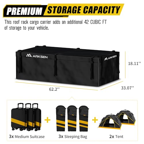 Roof Top Luggage Storage Bag for 64" x 39" Roof Baskets Waterproof 21.5 Cubic Feet