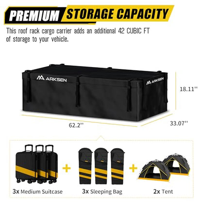 Roof Top Luggage Storage Bag for 64" x 39" Roof Baskets Waterproof 21.5 Cubic Feet