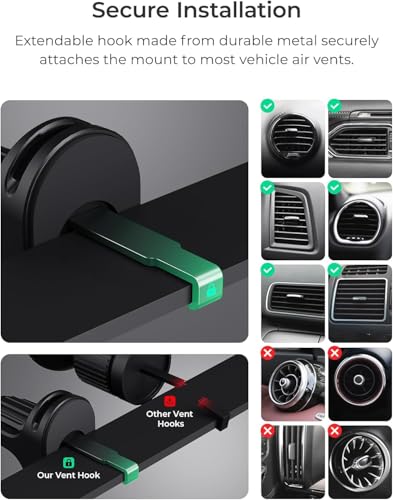 iTap 3 Magnetic Air Vent Car Mount Phone Holder with Magnetic Ring Adapter. Compatible with iPhone