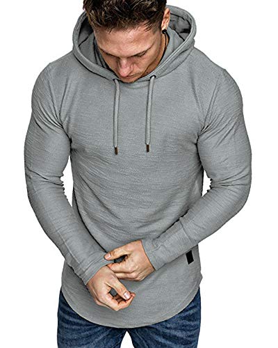 Mens Fashion Athletic Hoodies Sport Sweatshirt Solid Color Fleece Pullover Light Grey 3X