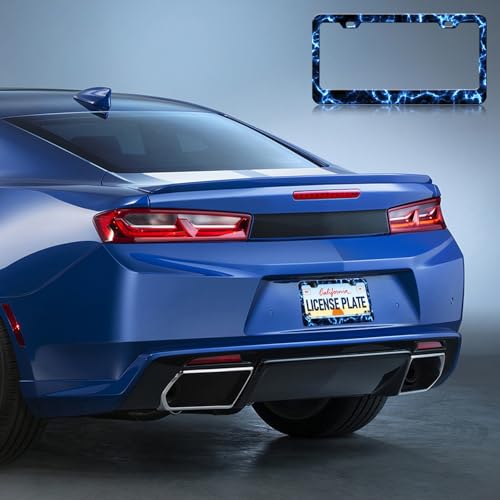 Blue Lightning License Plate Frames