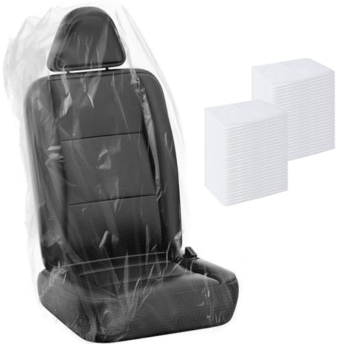 50 PCS Disposable Car Seat Covers Clear Plastic Vehicle Seat Protector