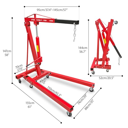 2 Ton Folding Hydraulic Engine Hoist with Leveler