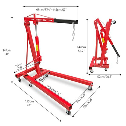 2 Ton Folding Hydraulic Engine Hoist with Leveler