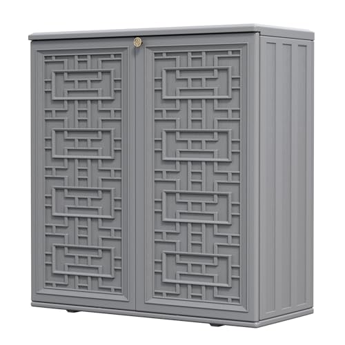 Indoor Outdoor Storage Cabinet with Doors and Shelf