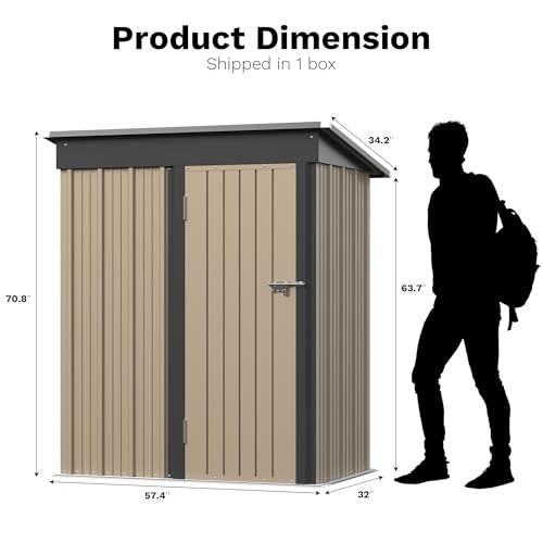 5 x 3 FT Metal Outdoor Storage Shed