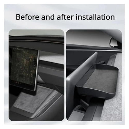 Dashboard Storage Box Central Control Suede Instrument Storage Compatible For Tesla Model 3 Highland 2024 Modification Interior Accessories