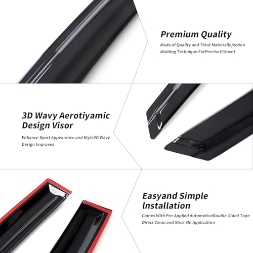 Outside Mount Window Visors Rain Guards for Honda Civic 4Dr Sedan 2022 (4 Count)