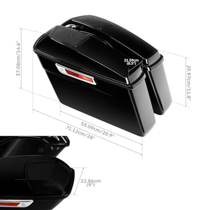 Vivid Black Hard Saddlebags with 6x9 Cut Out Speaker Lids Fit for Harley Touring Road King Street Glide Electra Ultra 2014