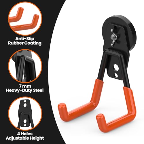 4 Pack Large Heavy Duty Magnetic Hook Extra Strong Magnetic Garage Hooks Big NdFeB Industrial Magnet Hooks Magnetic Utility Storage Holder Organization with Anti (4 Count)