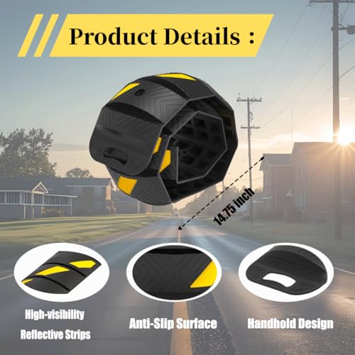 Portable Speed Bump 76x10x2in Foldable Reflective