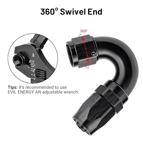 8AN 150 Degree One Piece Full Flow Hose End Fitting Swivel for CPE Braided Hose