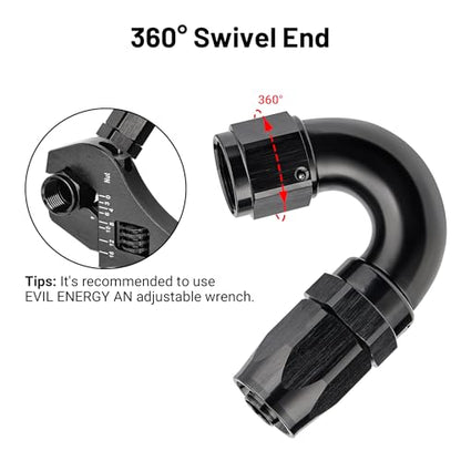 8AN 150 Degree One Piece Full Flow Hose End Fitting Swivel for CPE Braided Hose