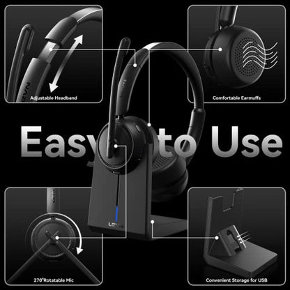 Wireless Headset with Mic for Work