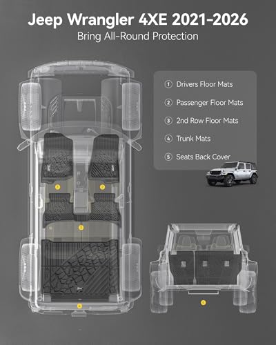Floor Mats & Cargo Liner & Backrest Mats Jeep Wrangler 4XE 2021