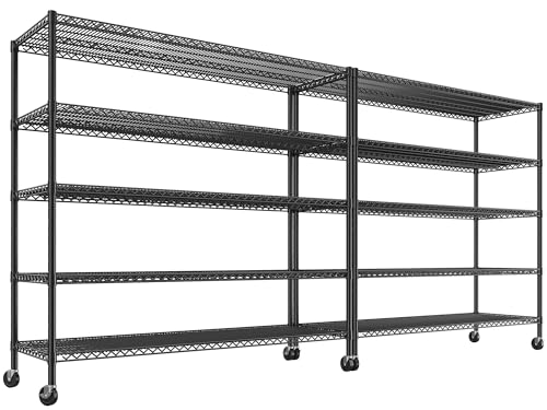 85.7" H Storage Shelves 2998LBS Metal Shelving Unit with Wheels & Feet (2 Count)