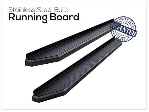 Black Stainless Steel Running Boards Style Compatible with Ford F150 2015