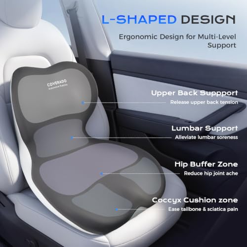 Car Seat Cushion and Lumbar Support Pillow One Piece