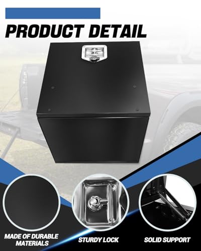 Heavy Duty Tool Box Chest Box Trailer Tongue Box for Pick Up Truck Bed RV Trailer Black Rectangle Truck Bed Storage with Side Handle (10 Count)