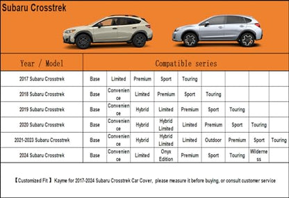 7 Layers Waterproof SUV Car Cover for Subaru Crosstrek 2017