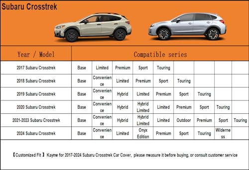 6 Layers Waterproof SUV Car Cover for Subaru Crosstrek 2017