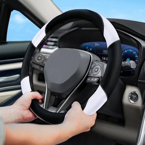 Soft Leather Steering Wheel Cover with Breathable Design and Anti