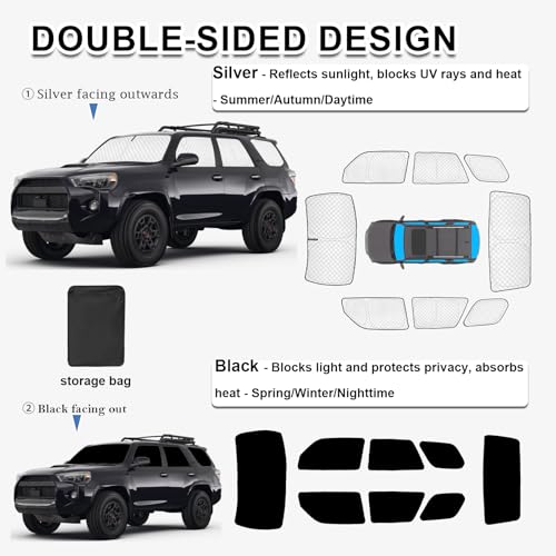 8pcs Thicken Car Window Shades for Toyota 4Runner 2010 (8 Count)