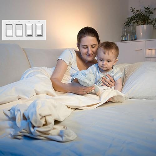 4 Gang Switch Outlet Wall Plate Cover Decorator Electrical Faceplate for Light Switch (6 Count)