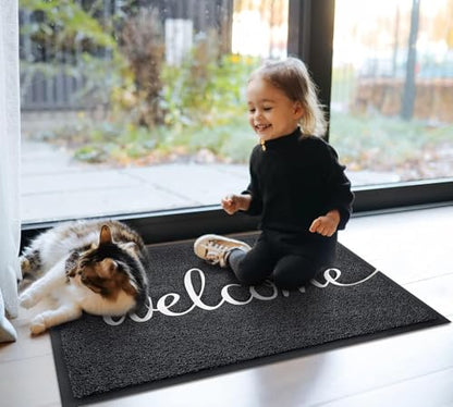 Door Mat 3 Pack Outside Inside Welcome Doormat 30"x17.5" Durable Floor Mat Non Slip Rug Ultra Absorb Mud Easy Clean Front Doormat for Garage (10.94 Sq Ft)