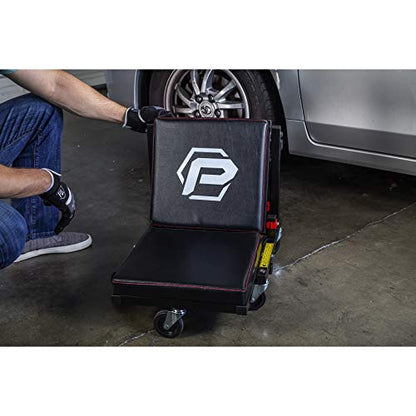 2-in-1 Rolling Creeper Seat Converts from High to Low Roller Seat, Fast, Tool-Free Conversion, Garage, Shop, Brake Jobs, Washing, Detailing, Maintenance, Thick Pad, 3-in. Casters - 240298