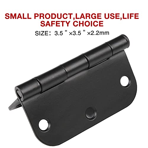 Rounded Matte Black Door Hinges 3.5 Inch 5 (30 Count)