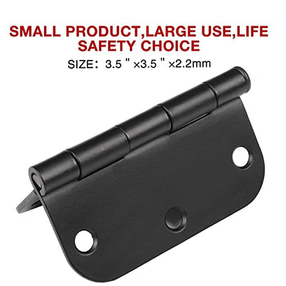 Rounded Matte Black Door Hinges 3.5 Inch 5 (30 Count)
