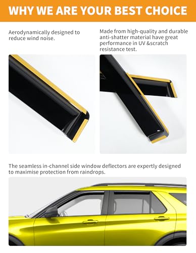 in Channel Window Visors Rain Guards for Ford Explorer 2020 (4 Count)